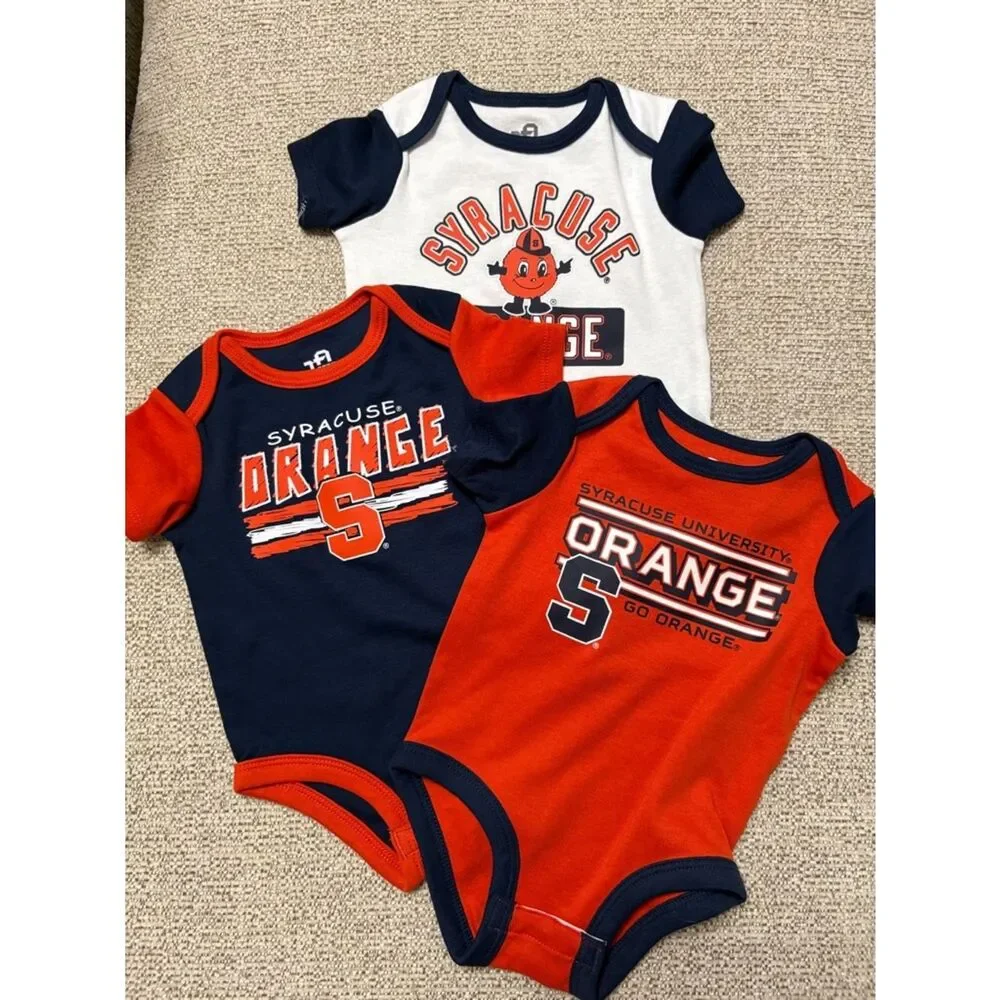 NWT Syracuse Orange Baby One-Piece Bodysuit Set - Navy, Orange, White size 3-6 m